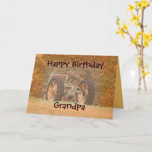 アンティークトラクタカスタマイズ-任意の大事な行事 カード (黄色い花)