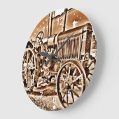 アンティークトラクタファーム機器クラシックセピア ラージ壁時計 (傾斜)