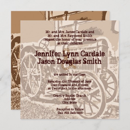 アンティークトラクタファーム結婚式招待状 招待状 (正面/裏面)