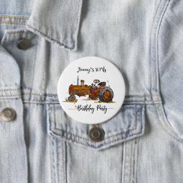 アンティークトラクターのデザインの男の子の誕生日パーティー 缶バッジ