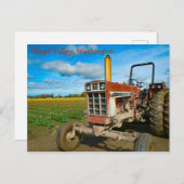 アンティークトラクターインザチューリップフィールド ポストカード (正面/裏面)