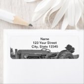 アンティークトラクターインブラックとホワイト差出人住所 ラベル (インサイチュ)