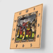 アンティークトラクタークロック スクエア壁時計 (傾斜)