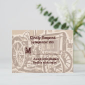 アンティークトラクターファームウェディングRSVPカード 出欠カード (スタンド正面)