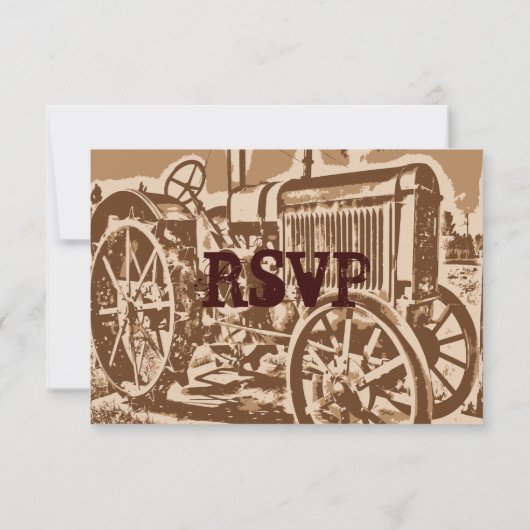 アンティークトラクターファームウェディングRSVPカード 出欠カード (裏面)