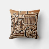 アンティークトラクターファーム設備クラシックセピア クッション (裏面)