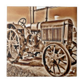 アンティークトラクターファーム設備クラシックセピア タイル (正面)