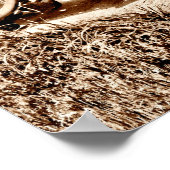 アンティークトラクターファーム設備クラシックセピア ポスター (角)