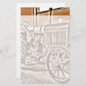 アンティークトラクターファーム設備クラシックセピア 便箋 (正面/裏面)