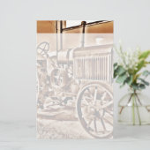 アンティークトラクターファーム設備クラシックセピア 便箋 (スタンド正面)