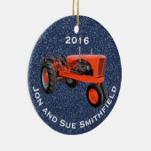アンティークトラクター"(お名前)" & "20XX" セラミックオーナメント (右)