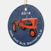 アンティークトラクター"(お名前)" & "20XX" セラミックオーナメント (左)