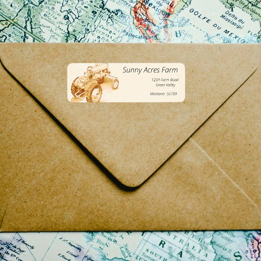 アンティークトラクター – 水色 ラベル