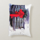 アンティークトラックとフェスティバルクリスマスリース アクセントクッション (裏面(縦))