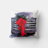 アンティークトラックとフェスティバルクリスマスリース クッション (正面)