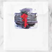 アンティークトラックとフェスティバルクリスマスリース スクエアシール (バッグ)