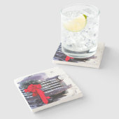 アンティークトラックとフェスティバルクリスマスリース ストーンコースター (横)