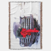 アンティークトラックとフェスティバルクリスマスリース スローブランケット (正面縦)