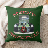 アンティークトラックリバーシブルクリスマスピロー クッション (ブランケット)