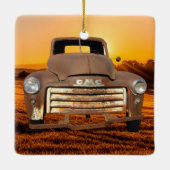 アンティークトラックヴィンテージトラックファームトラック セラミックオーナメント (裏面)