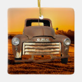 アンティークトラックヴィンテージトラックファームトラック セラミックオーナメント (正面)
