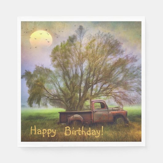 アンティークトラック誕生日 スタンダードランチョンナプキン (正面)