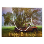 アンティークトラック誕生日 ラージペーパーバッグ (裏面)