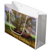 アンティークトラック誕生日 ラージペーパーバッグ (正面アングル)