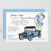 アンティークトラック赤ちゃんシャワー 招待状 (正面/裏面)