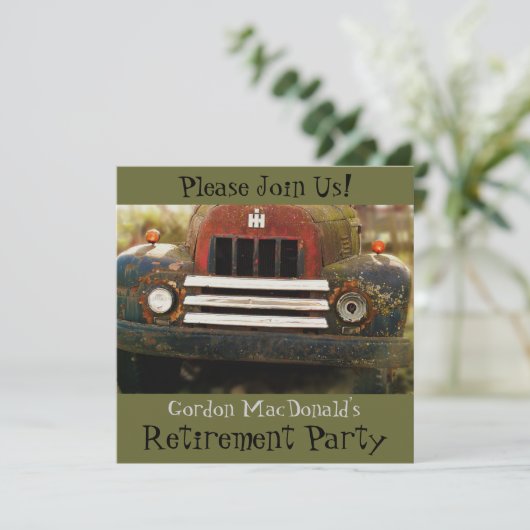 アンティークトラック退職パーティー招待状 招待状 (スタンド正面)