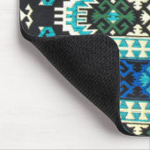 アンティークトルコキリムカーペットラグルグブルーグリーン マウスパッド (コーナー)