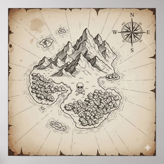 アンティークトレジャーアイランドの地図 ポスター (正面)