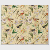 アンティークトロピカルハチドリジャングルパターンバニル ラッピングペーパー (フラット)