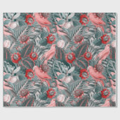 アンティークトロピカルパロツジャングルパターンセピア ラッピングペーパー (フラット)