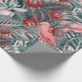 アンティークトロピカルパロツジャングルパターンセピア ラッピングペーパー (角)