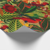 アンティークトロピカルパロツジャングルパターン ラッピングペーパー (角)