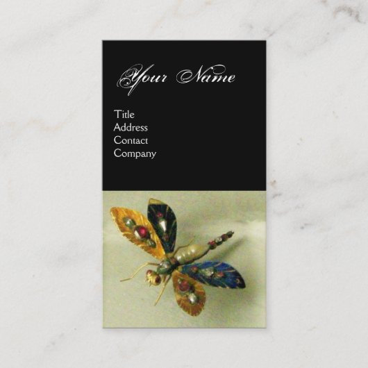 アンティークトンボのジュエリー , 黒と白 名刺 (正面)