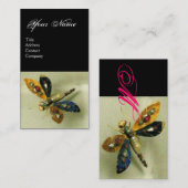 アンティークトンボ宝石モノグラム、白黒 名刺 (正面/裏面)