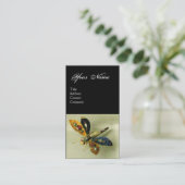 アンティークトンボ宝石モノグラム、白黒 名刺 (スタンド正面)