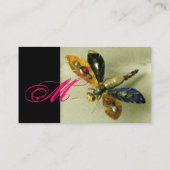 アンティークトンボ宝石モノグラム、白黒 名刺 (裏面)