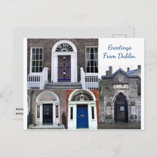 アンティークドアウェイズコラージュ、ダブリンからの挨拶 ポストカード (正面/裏面)