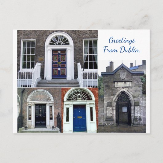 アンティークドアウェイズコラージュ、ダブリンからの挨拶 ポストカード (正面)