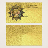 アンティークドイツのクリスマス出生ギフトカードラベル (正面&裏面)