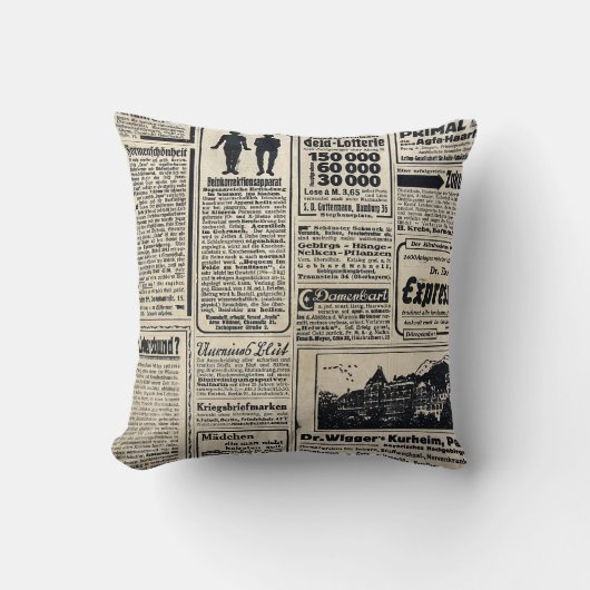アンティークドイツ新聞広告1917 クッション (正面)