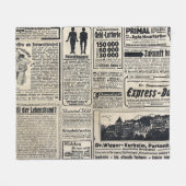 アンティークドイツ新聞広告1917 フリースブランケット (正面(横))
