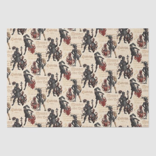 アンティークドイツ騎士の鎧と紋章 薄葉紙 (正面)