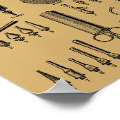 アンティークドクター手術楽器イラストレーション ポスター (角)