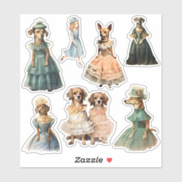 アンティークドッグズインヴィンテージドレスジャンクジャーナルキット シール