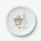 アンティークドレスメーカーキットイラストレーション紙プレート ペーパープレート (正面)