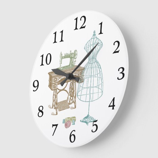 アンティークドレスメーカー型枠キットヴィンテージ裁縫机 ラージ壁時計 (傾斜)
